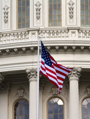 Vlag van Amerika liggend, in Washington DT VS