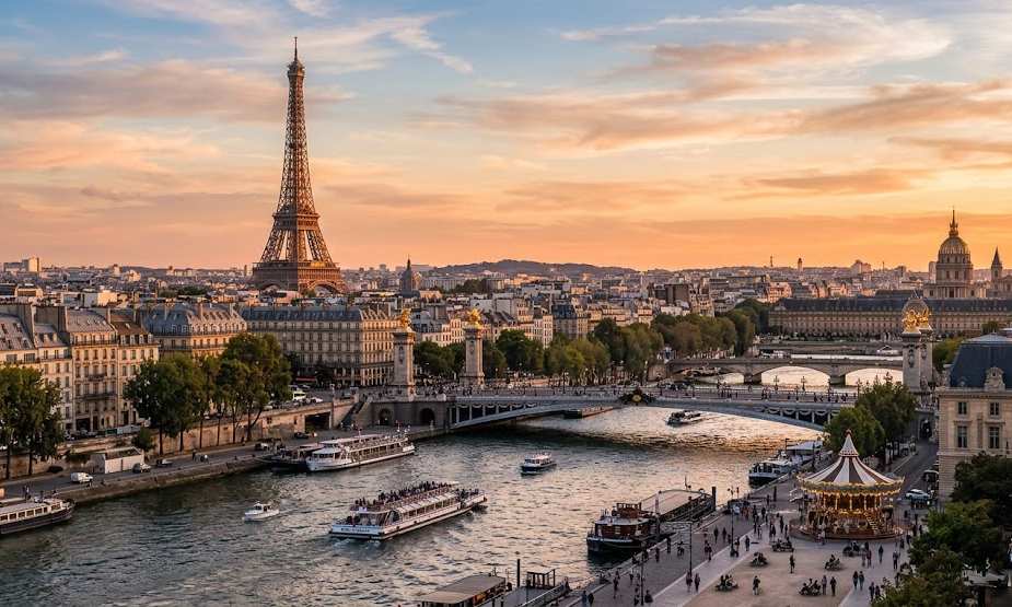 Stadsgezicht van Parijs met de Eiffeltoren aan de Seine; inspiratie voor verhuizen naar Parijs